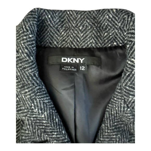 DKNY Herringbone‎ Wool Pea Coat Jacket - Picture 3 of 11